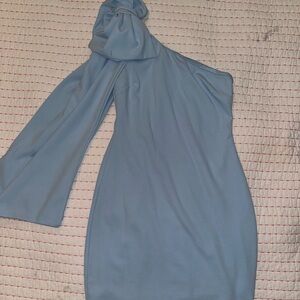 Elegant Blue One-Shoulder Dress